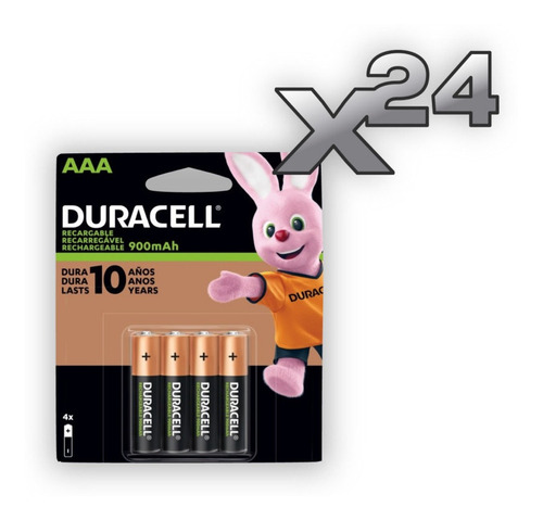 24 Pack C/4 Pilas Aaa Recargables Duracell 900mah 1.2v Nimh