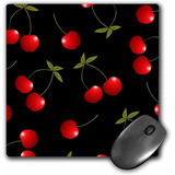 Mouse Pad Negro Dibujo Cerezas 8 X 8 Pulgadas