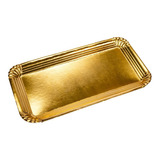 Plato Dorado Cartón Rectangular Pionono (20*35cm) X50u