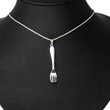 Conjunto Cadena Y Dije Tenedor Plata Y Oro Chef Cocinero