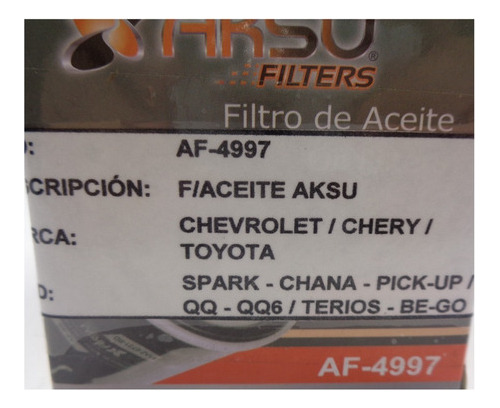 Filtro Aceite Chevrolet Spark Chana Pick-up Chery Qq Foto 3