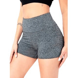 Calza Corta Short Lycra Gris Lisa Tiro Alto Deportiva Gym