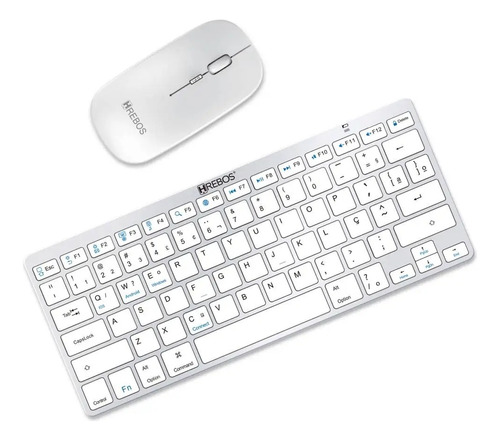 Kit Teclado E Mouse Sem Fio Slim P/ Notebook Celular Branco