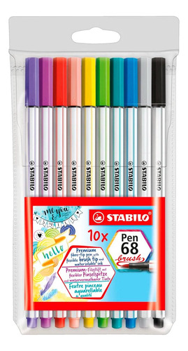 Estojo C/ 10 Canetas Hidrográficas Stabilo Pen 68 Brush