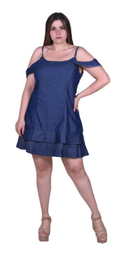 Vestido Mezclilla Hombro Caido Para Dama Curvy,  Extra