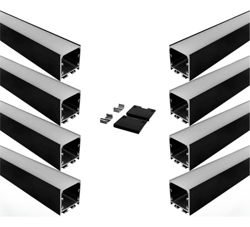  Kit 8 Perfis De Led Aluminio Sobrepor 3,5cm 35mm 2 Metros