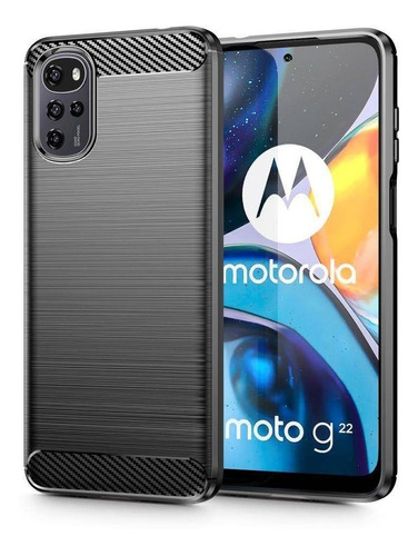 Funda Para Motorola G22 Fibra Carbono Antishock + Vidrio