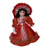 Muñeca Victoriana De Porcelana De 30 Cm Con Vestido Estilo P