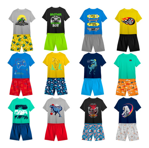 Kit 20 Peças Roupa Infantil Menino 10 Blusas 10 Shorts Verão