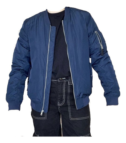 Campera Bomber H&m Azul Como Nueva