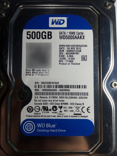 Disco Duro Interno Wd Blue Wd5000aakx 500gb 7200rpm 16mb