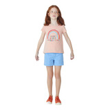 Blusa Infantil Menina Manga Curta Com Estampa (3183x)