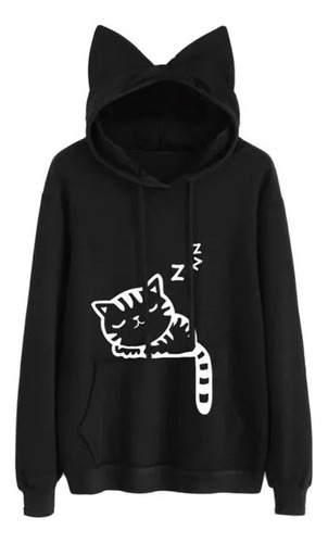 Bonita Sudadera Holgada Con Orejas De Gato Para Mujer, Cálid