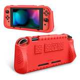 Funda Roja Para Nintendo Switch Con Agarre Y Diseño Bloques