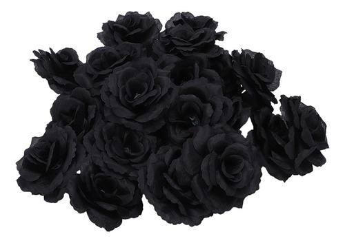 Rosa Artificial De Seda P/fiesta De Boda/hogar, Negro, 20 Ud