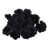 Rosa Artificial De Seda P/fiesta De Boda/hogar, Negro, 20 Ud