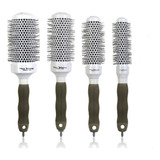 Set 4 Cepillos De Peluquería Térmico Brushing Cerámico Color Gris