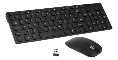 Teclado E Mouse Preto Sem Fio Keyboard Dock 2.4g - Jp-01