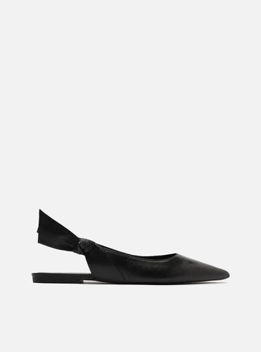 Arezzo Sapatilha Preta Couro Slingback Nó