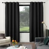 Linen Curtains 84 Inch Length 2 Panels Set  Blackout Bl...