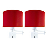 Combo X2 Aplique Pared Velador Movil H105 Blanco Pantalla Roja Gioluce