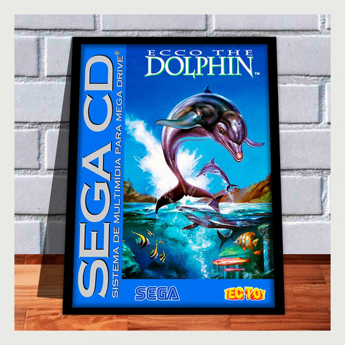 Quadro Decorativo A3 Gamer Ecco The Dolphin Sega Cd Tectoy