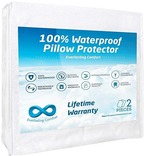 Everlasting Comfort 100% Impermeable Protector De Almohada, 