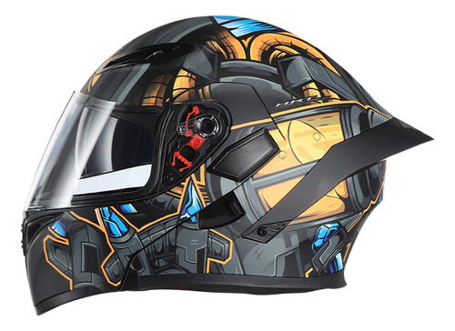 Casco De Moto De Cara Completa Abatible Con Doble Visera