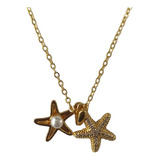 Collar Estrella Y Perla De Mar Cadena 42cm Oro Laminado 18k