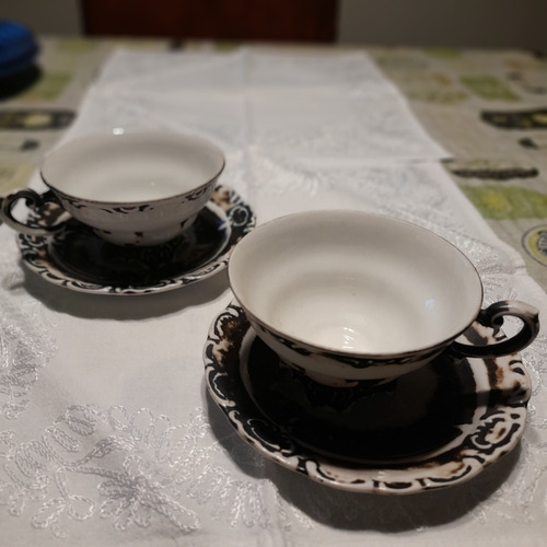 Porcelana De Bavaria, Conjunto De 2 Tazas Y Platos De Té