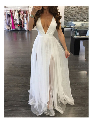 Vestido Blanco Elegantes Largos De Novia Para Fiesta Dama