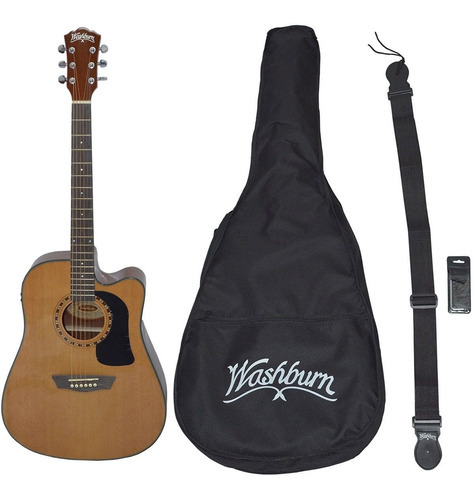 Washburn Ad5cepack Paquete Guitarra Natural Electroacústica