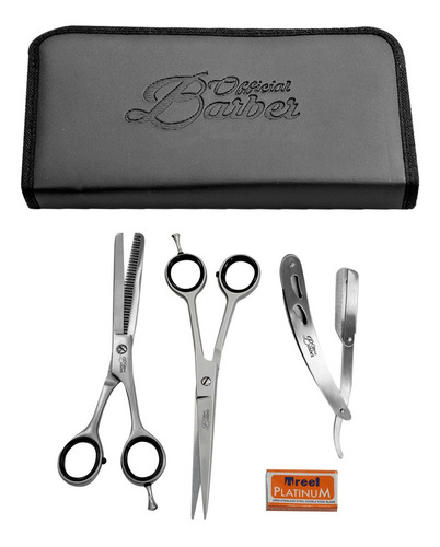 Set De Tijeras Corte + Pulir 7  + Navajin Official Barber