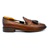 Mocasin Loafer Slipper Antifaz Piel Liso Café Andre Bocassi