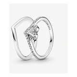 Anillo Sparkling Wishbone Heart Ring Set Pandora  