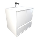 Vanitory Flotante Colgante Minimalista Baño C/mesada Blanco Cantidad De Agujeros Para Grifería Un Agujero Mueble Blanco Everest