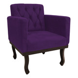 Poltrona Cadeira Classic Retrô Luis Xv Capitonê Suede Roxo Recepção Consultório Escritório Sala De Estar Luxo - Am Decor