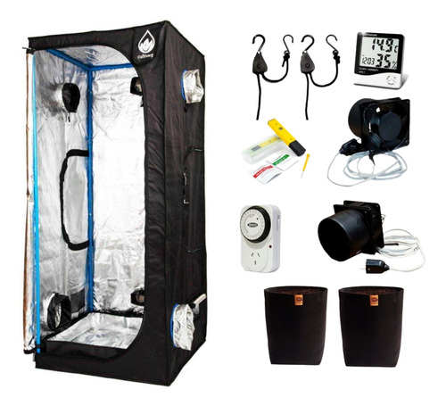 Combo Kit Carpa Indoor Y Accesorios 60x60x160 Completo Listo