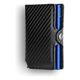 Billetera Walla Wallets Carbono Black & Blue Rfid Protección