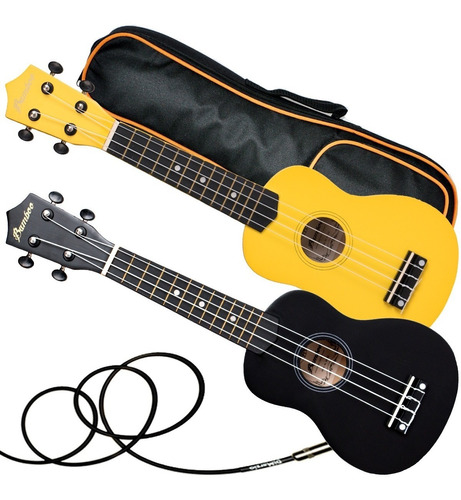 Ukelele Soprano Zurdo Electroacustico + Funda Acolchada Pua