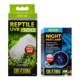 Kit 1 Foco Exoterra Uvb 26w 5.0 Y 1 Foco Noche 50w Night