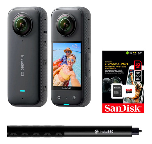 Câmera Insta360 X3 + Bastão + Cartão De Memória 32gb