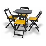 Jodo De Mesa Dobrável 70x70 Com 4 Cadeiras Estofadas Amarelo