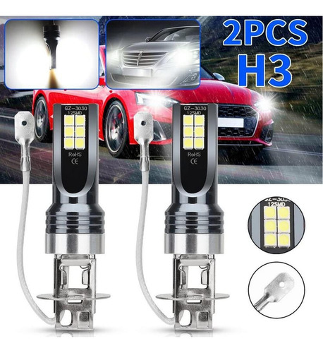 Led Super Brillante Moto Coche Niebla Luz 3030-12led H1 H3