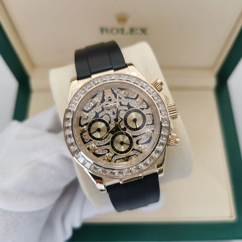 Relógio Rolex Daytona Cravejado Olho Do Tigre Base Eta Na Cx