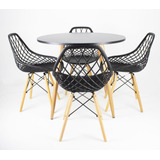 Kit Mesa 90cm Redonda De Mdf + 4 Cadeiras Designer Cloe