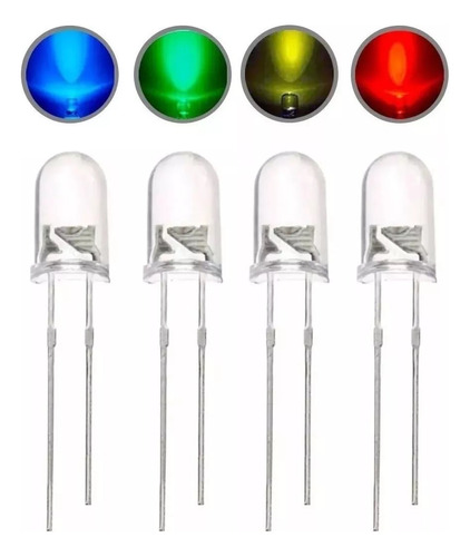 200 Peças -led Alto Brilho 5mm 4 Cores Vermelho /verde /azul