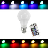 Lâmpada Led Rgb Controle Remoto Muda De Cor Cromoterapia 9w