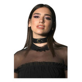 Choker Cuero Gargantilla Collar Mujer Dije Acero Dualipa