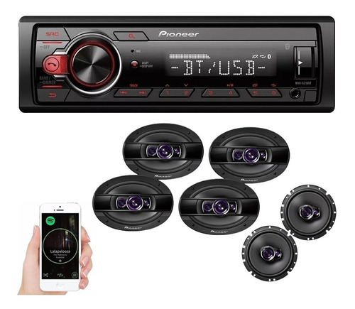Rádio Automotivo Bluetooth Pioneer + 2 Pares 6x9 69 + 6 Pol.